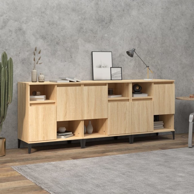 vidaXL Ντουλάπια 3 τεμ. Sonoma Δρυς 60x35x70 εκ. Επεξεργασμένο Ξύλο