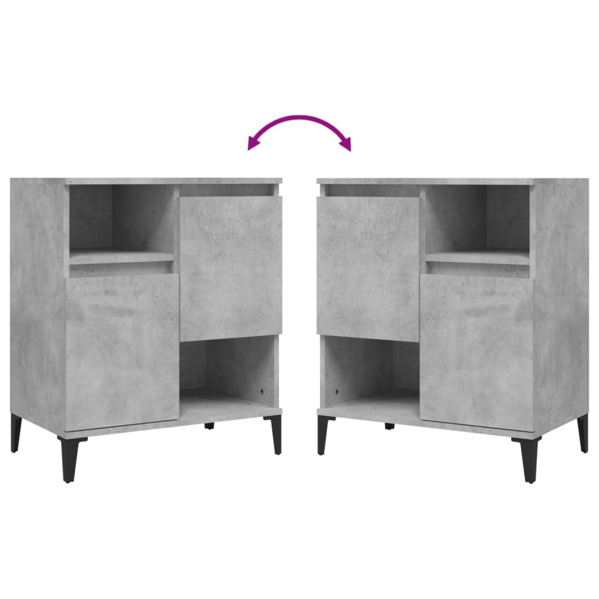 vidaXL Ντουλάπια 3 τεμ. Γκρι Σκυροδέματος 60x35x70 εκ. Επεξεργ. Ξύλο