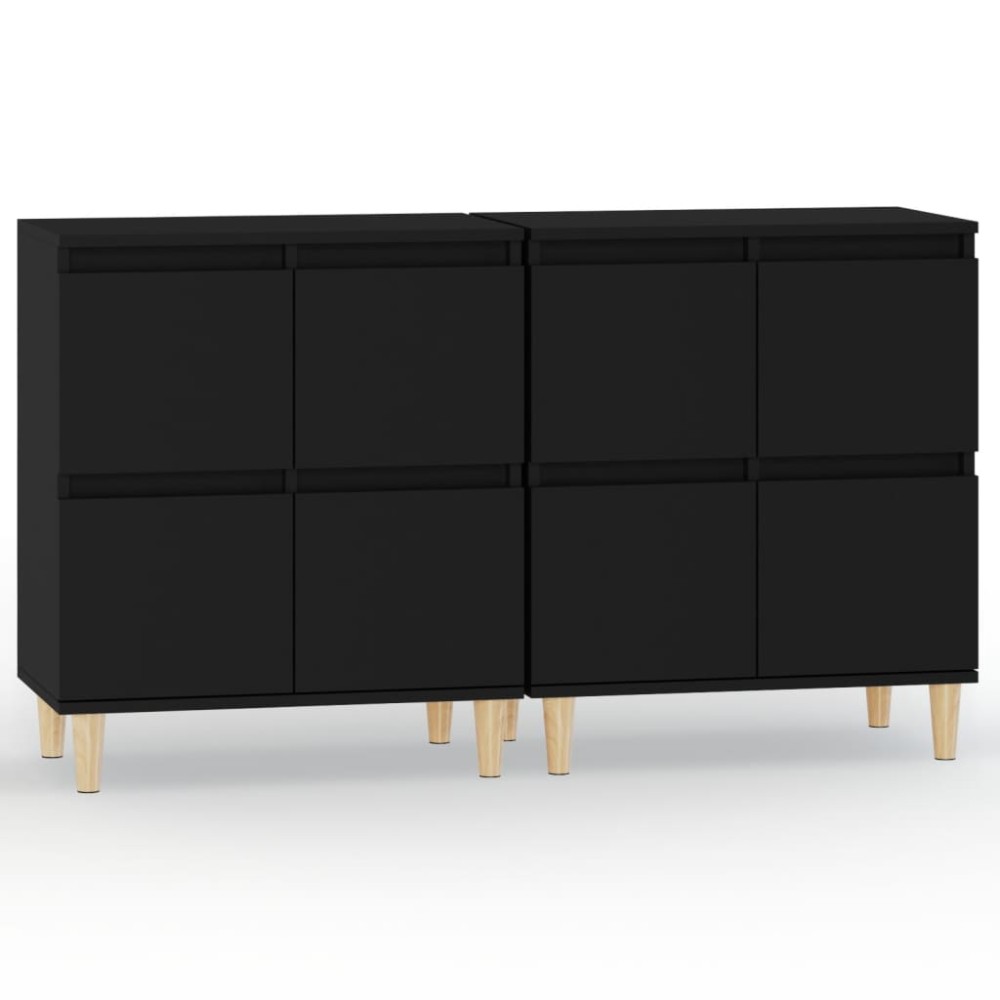 vidaXL Ντουλάπια 2 τεμ. Μαύρα 60x35x70 εκ. Επεξεργασμένο Ξύλο