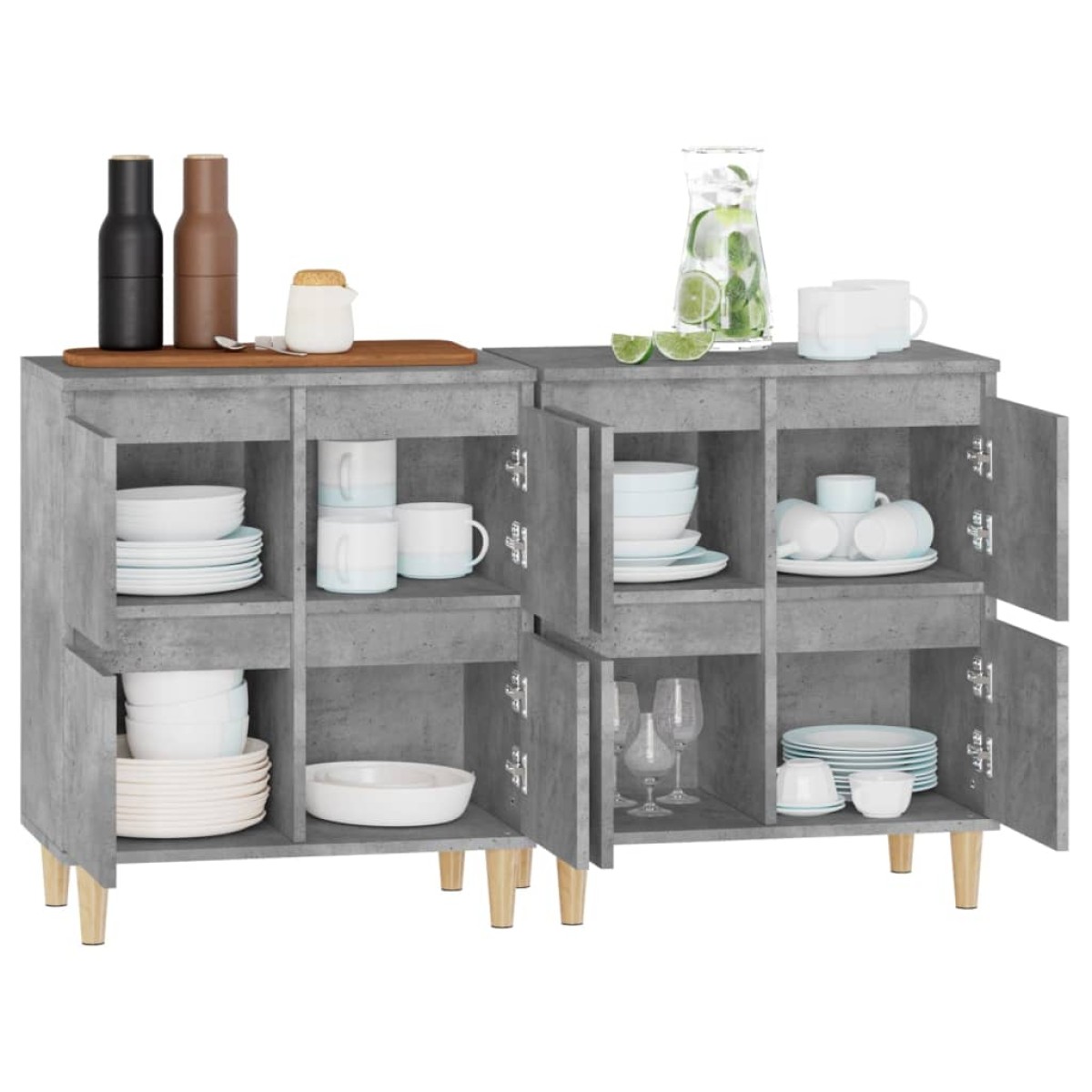 vidaXL Ντουλάπια 2 τεμ. Γκρι Σκυροδέματος 60x35x70 εκ. Επεξεργ. Ξύλο