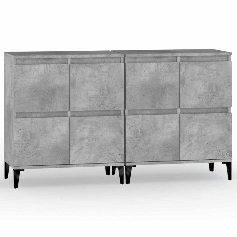 vidaXL Ντουλάπια 2 τεμ. Γκρι Σκυροδέματος 60x35x70 εκ. Επεξεργ. Ξύλο