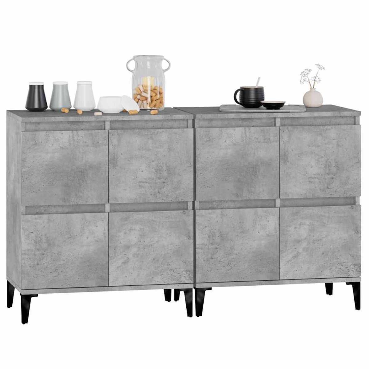 vidaXL Ντουλάπια 2 τεμ. Γκρι Σκυροδέματος 60x35x70 εκ. Επεξεργ. Ξύλο