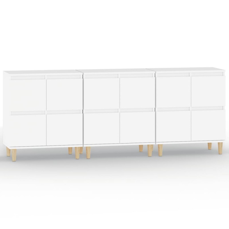 vidaXL Ντουλάπια 3 τεμ. Λευκό 60x35x70 εκ. Επεξεργασμένο Ξύλο