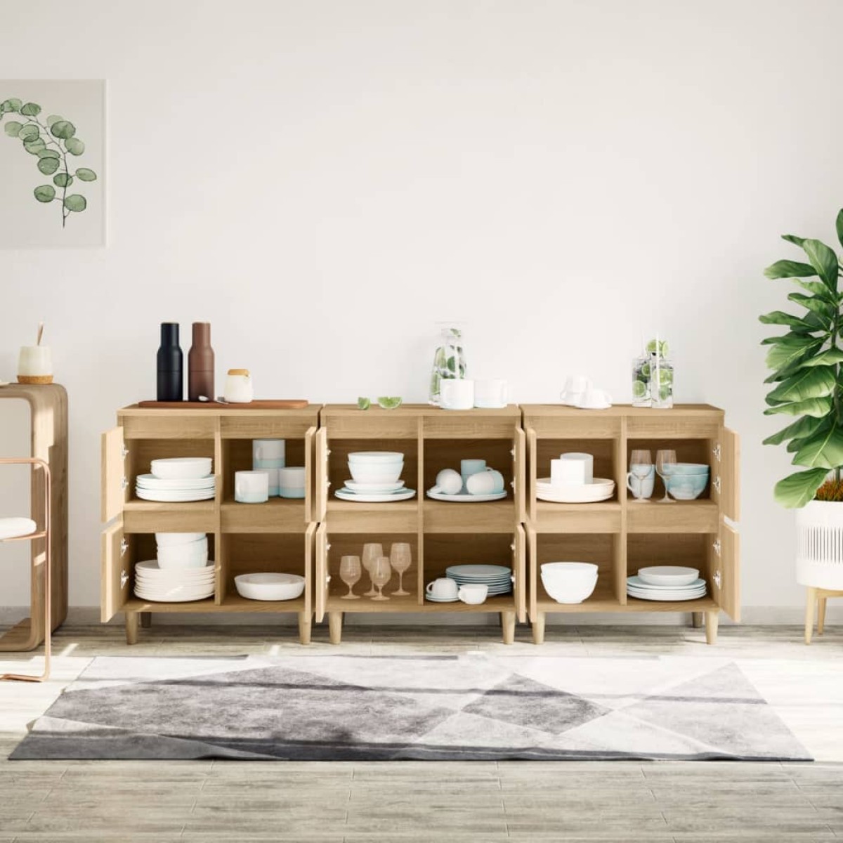vidaXL Ντουλάπια 3 τεμ. Sonoma Δρυς 60x35x70 εκ. Επεξεργασμένο Ξύλο