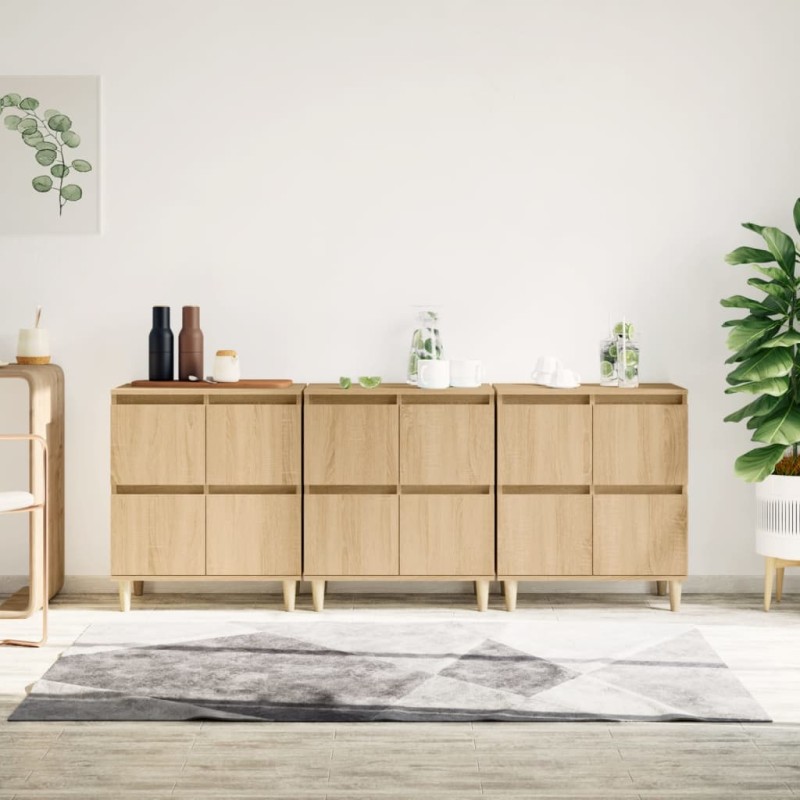 vidaXL Ντουλάπια 3 τεμ. Sonoma Δρυς 60x35x70 εκ. Επεξεργασμένο Ξύλο