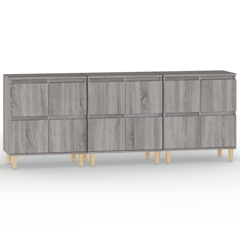 vidaXL Ντουλάπι 3 τεμ. Γκρι Sonoma 60x35x70 εκ. από Επεξεργασμένο Ξύλο