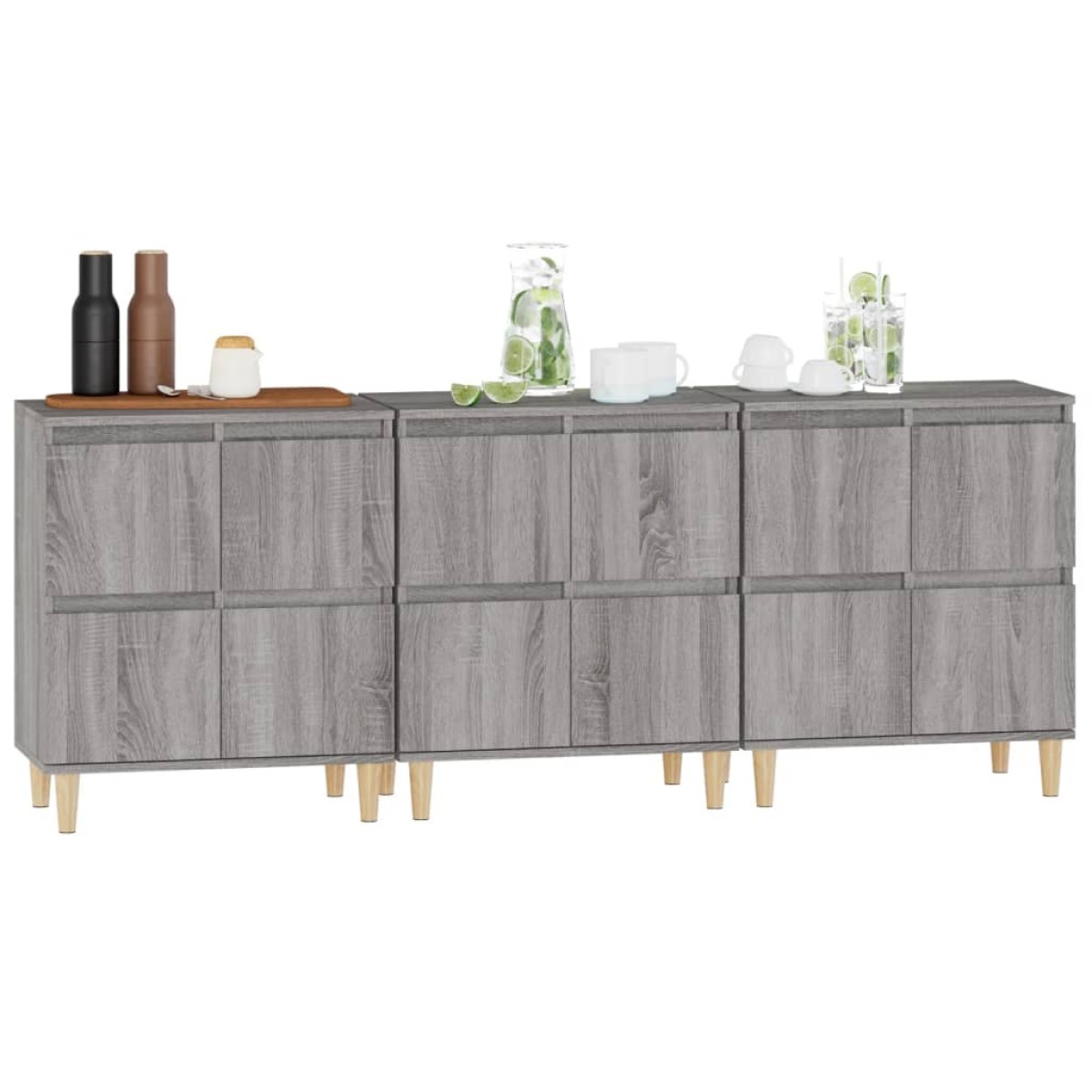 vidaXL Ντουλάπι 3 τεμ. Γκρι Sonoma 60x35x70 εκ. από Επεξεργασμένο Ξύλο