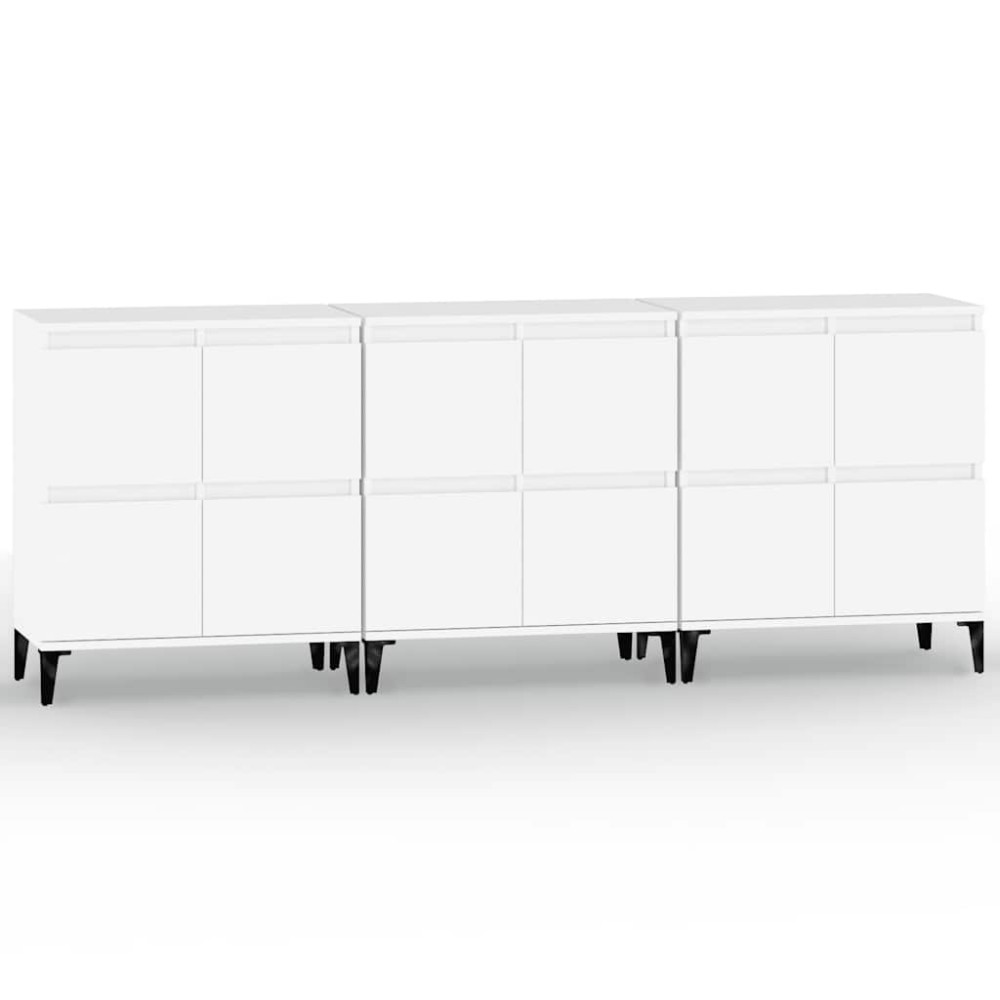 vidaXL Ντουλάπια 3 τεμ. Λευκό 60x35x70 εκ. Επεξεργασμένο Ξύλο