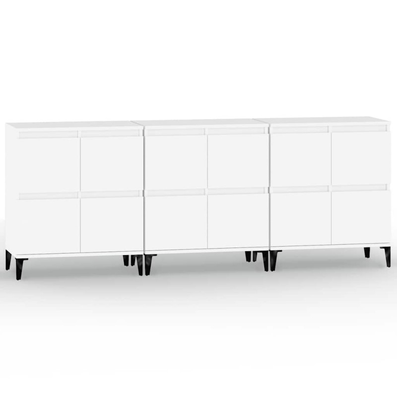 vidaXL Ντουλάπια 3 τεμ. Λευκό 60x35x70 εκ. Επεξεργασμένο Ξύλο