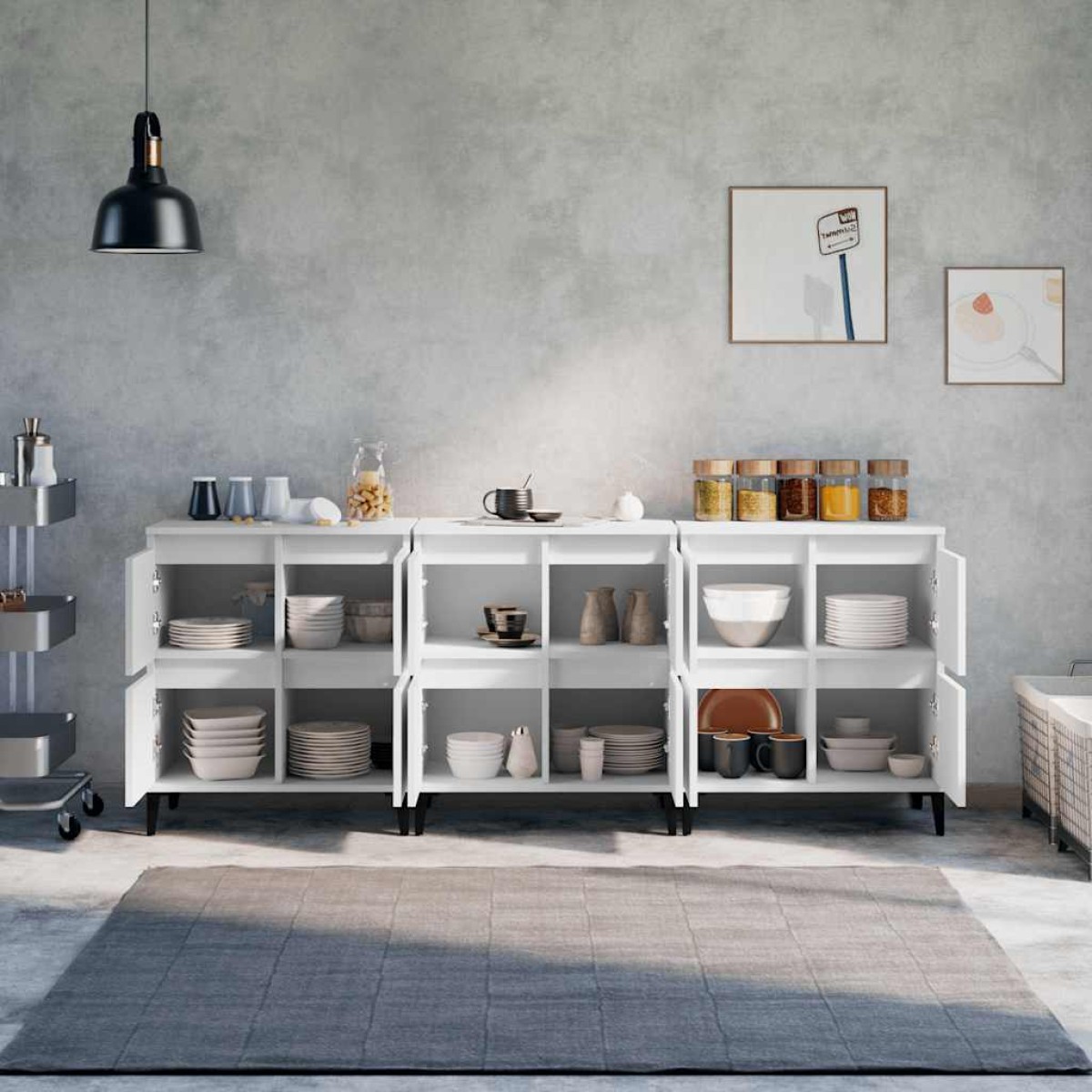 vidaXL Ντουλάπια 3 τεμ. Λευκό 60x35x70 εκ. Επεξεργασμένο Ξύλο