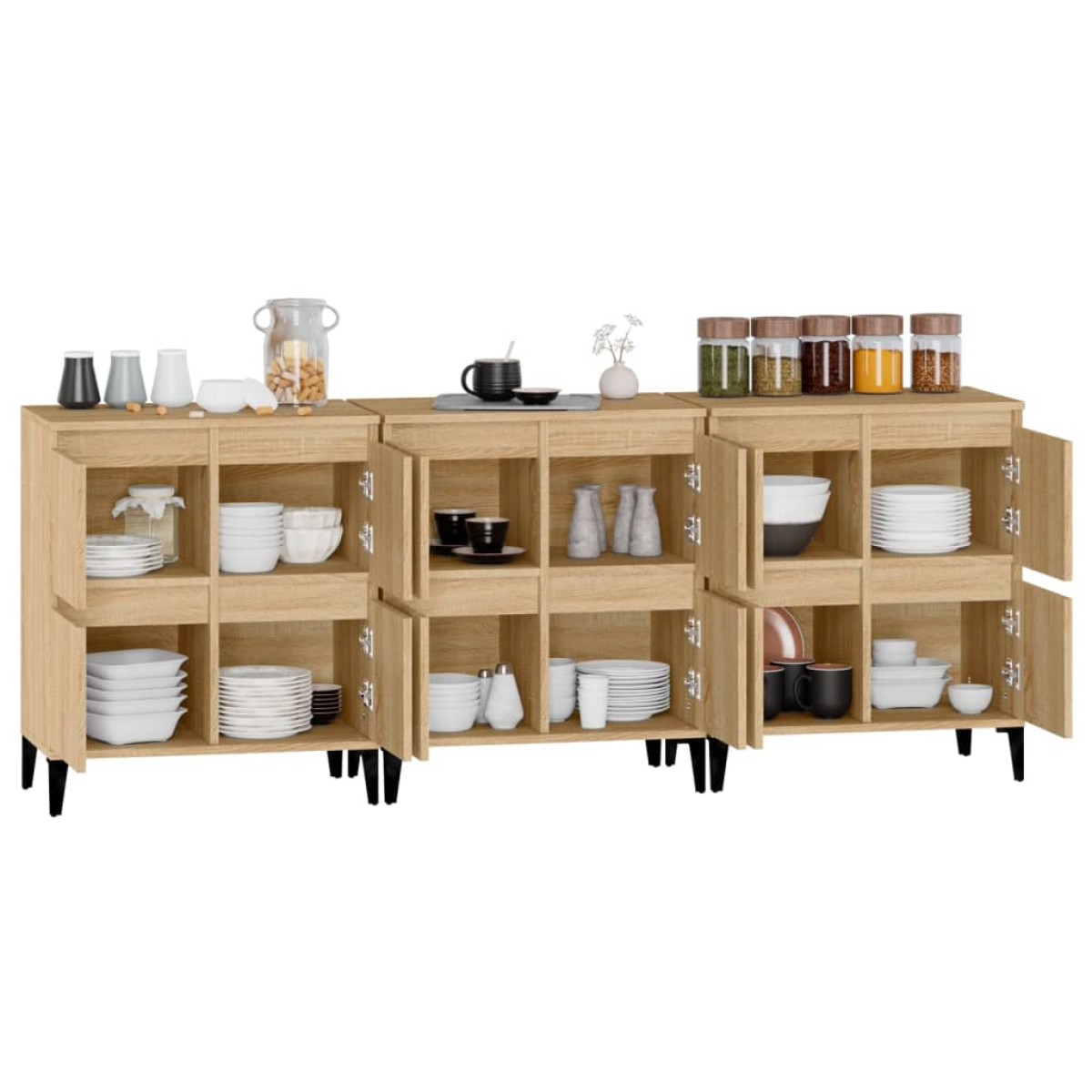 vidaXL Ντουλάπια 3 τεμ. Sonoma Δρυς 60x35x70 εκ. Επεξεργασμένο Ξύλο