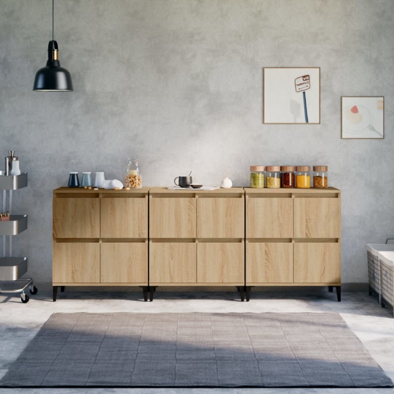 vidaXL Ντουλάπια 3 τεμ. Sonoma Δρυς 60x35x70 εκ. Επεξεργασμένο Ξύλο