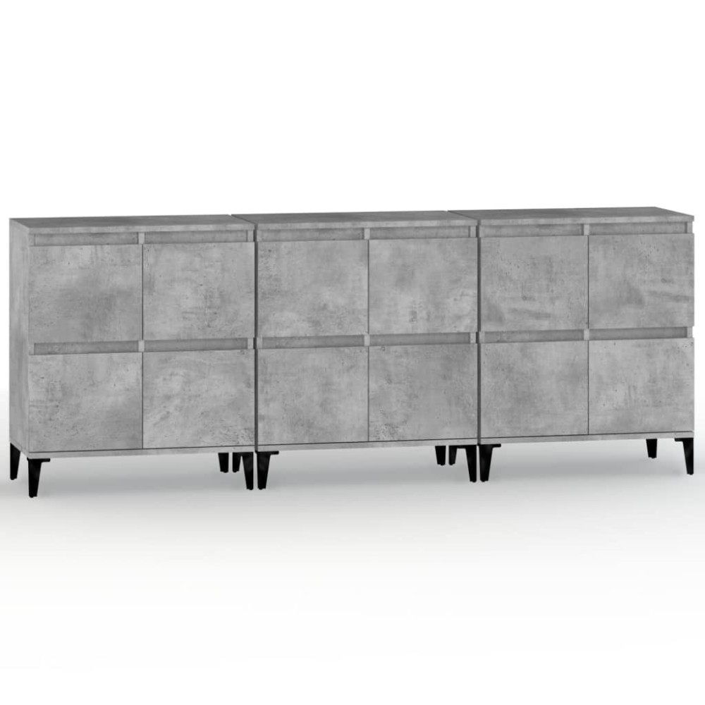 vidaXL Ντουλάπια 3 τεμ. Γκρι Σκυροδέματος 60x35x70 εκ. Επεξεργ. Ξύλο