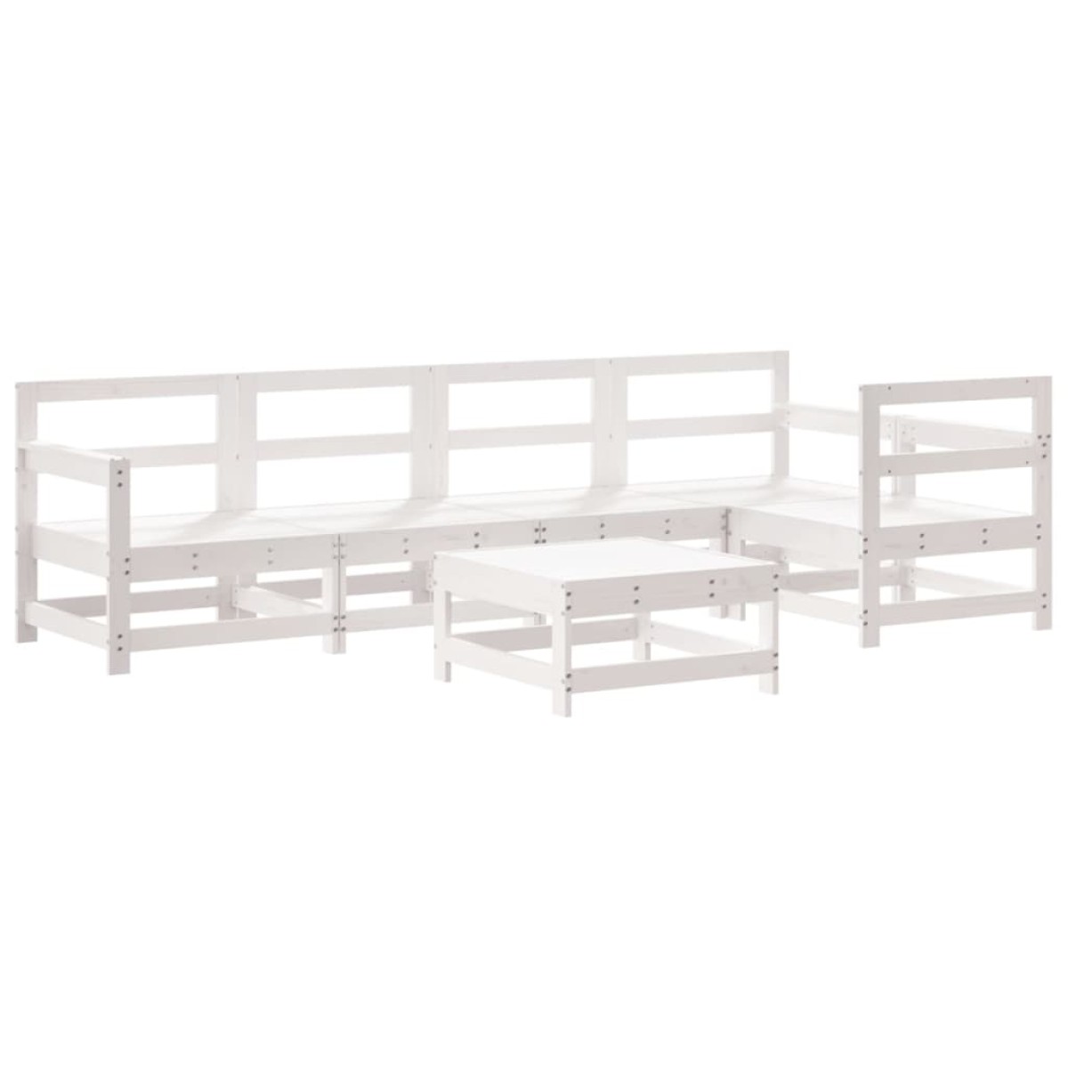 vidaXL Σαλόνι Κήπου Σετ 6 Τεμαχίων Λευκό από Μασίφ Ξύλο με Μαξιλάρια