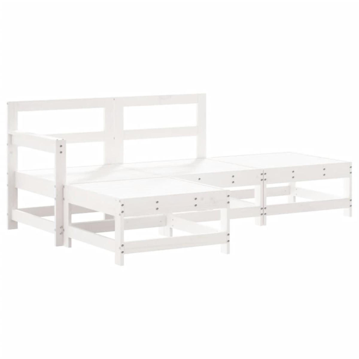vidaXL Σαλόνι Κήπου Σετ 4 Τεμαχίων με Μαξιλάρια Λευκό από Μασίφ Ξύλο