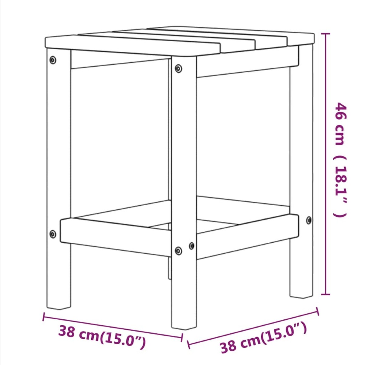 vidaXL Τραπέζι Κήπου Adirondack Καφέ 38 x 38 x 46 εκ. από HDPE