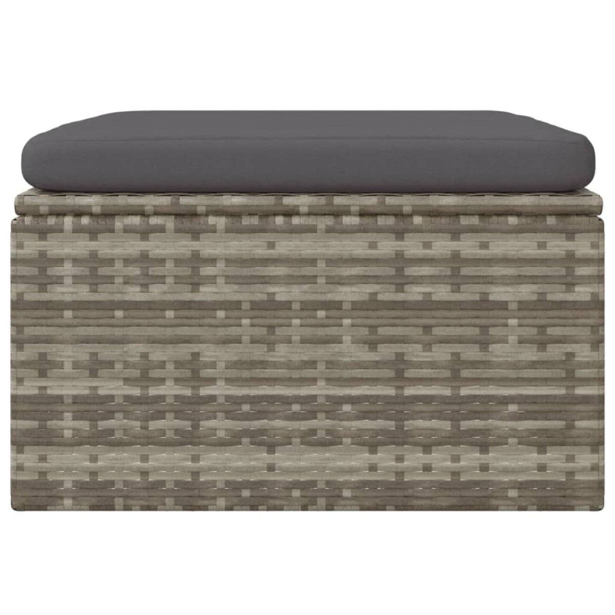 vidaXL Υποπόδιο Κήπου Γκρι 55x55x30 εκ. Συνθετικό Ρατάν με Μαξιλάρι