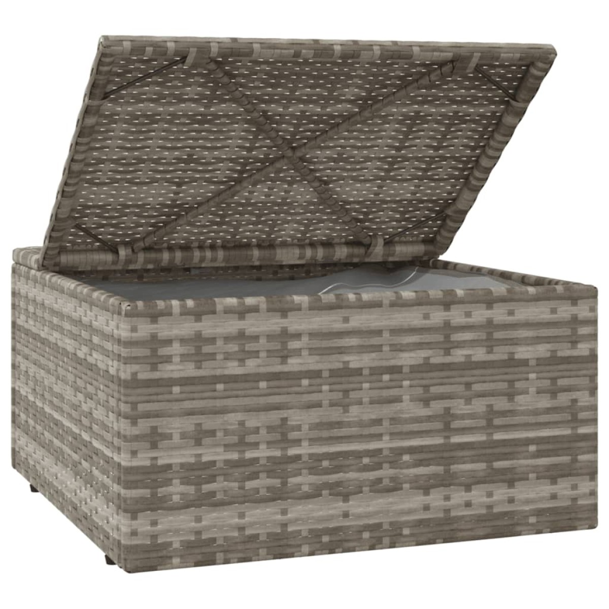vidaXL Υποπόδιο Κήπου Γκρι 55x55x30 εκ. Συνθετικό Ρατάν με Μαξιλάρι