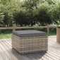 vidaXL Υποπόδιο Κήπου Γκρι 55x55x30 εκ. Συνθετικό Ρατάν με Μαξιλάρι