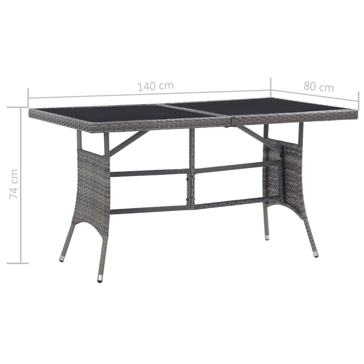 vidaXL Τραπέζι Κήπου Γκρι 140 x 80 x 74 εκ. από Συνθετικό Ρατάν