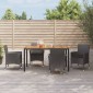 vidaXL Σετ Τραπεζαρίας Κήπου 5 Τεμαχίων Μαύρο Συνθ. Ρατάν με Μαξιλάρια
