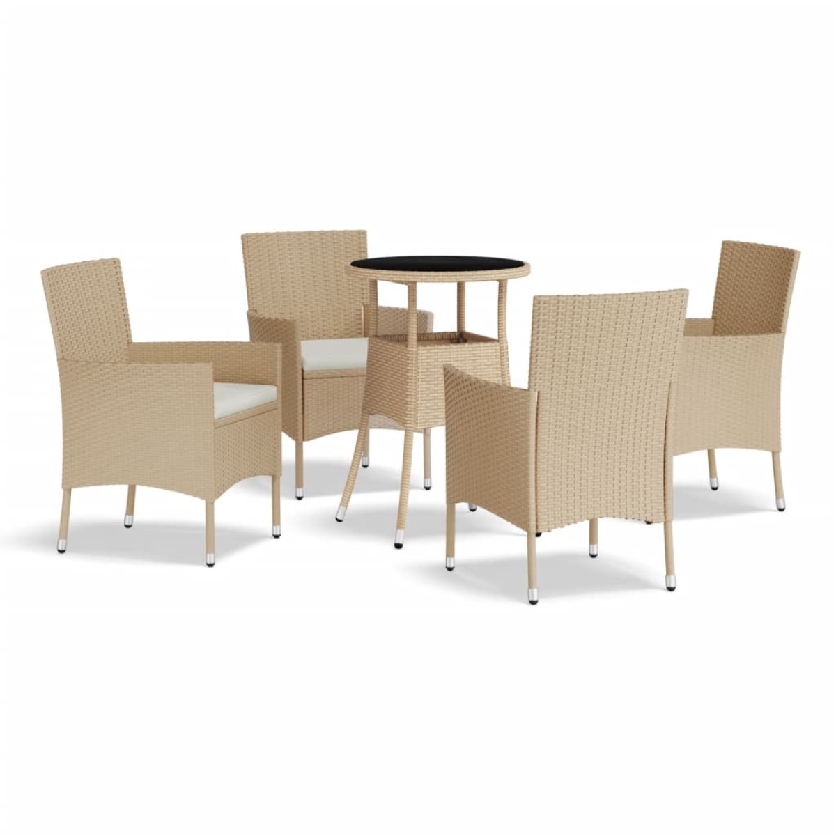 vidaXL Σετ Επίπλων Bistro Κήπου 5 τεμ. Μπεζ Συνθετ. Ρατάν με Μαξιλάρια