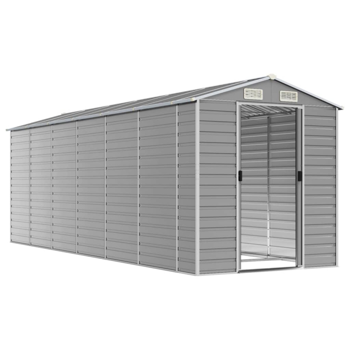 vidaXL Αποθήκη Κήπου Ανοιχτό Γκρι 191x555x198 εκ. Γαλβανισμένο Ατσάλι
