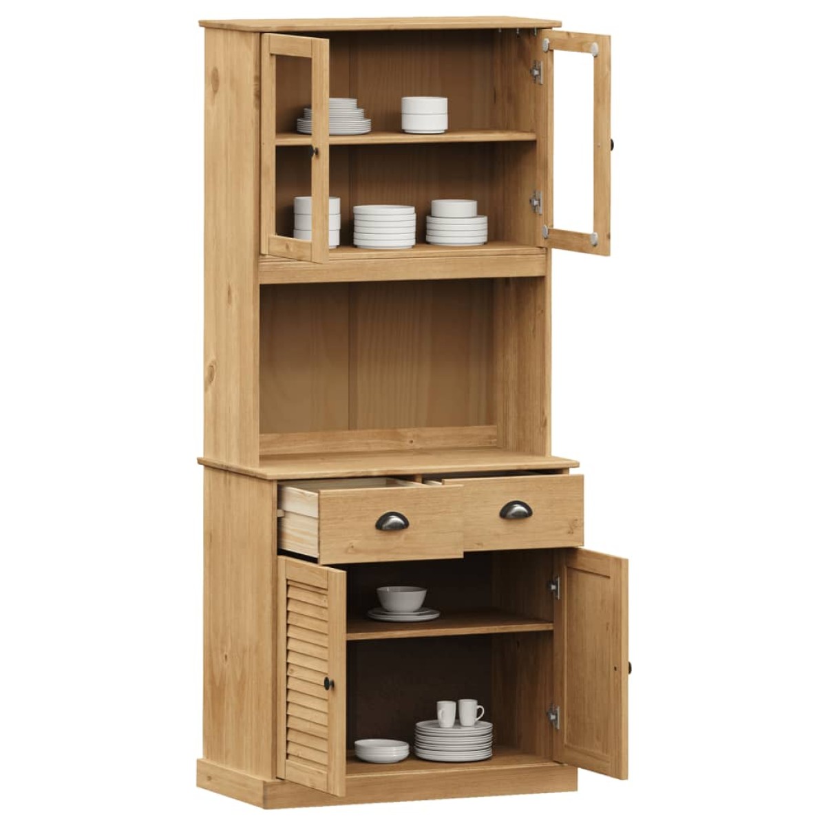 vidaXL Βιτρίνα VIGO 78 x 40 x 175 εκ. από Μασίφ Ξύλο Πεύκου
