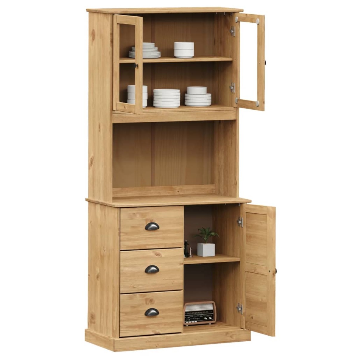 vidaXL Βιτρίνα VIGO 78 x 40 x 175 εκ. από Μασίφ Ξύλο Πεύκου