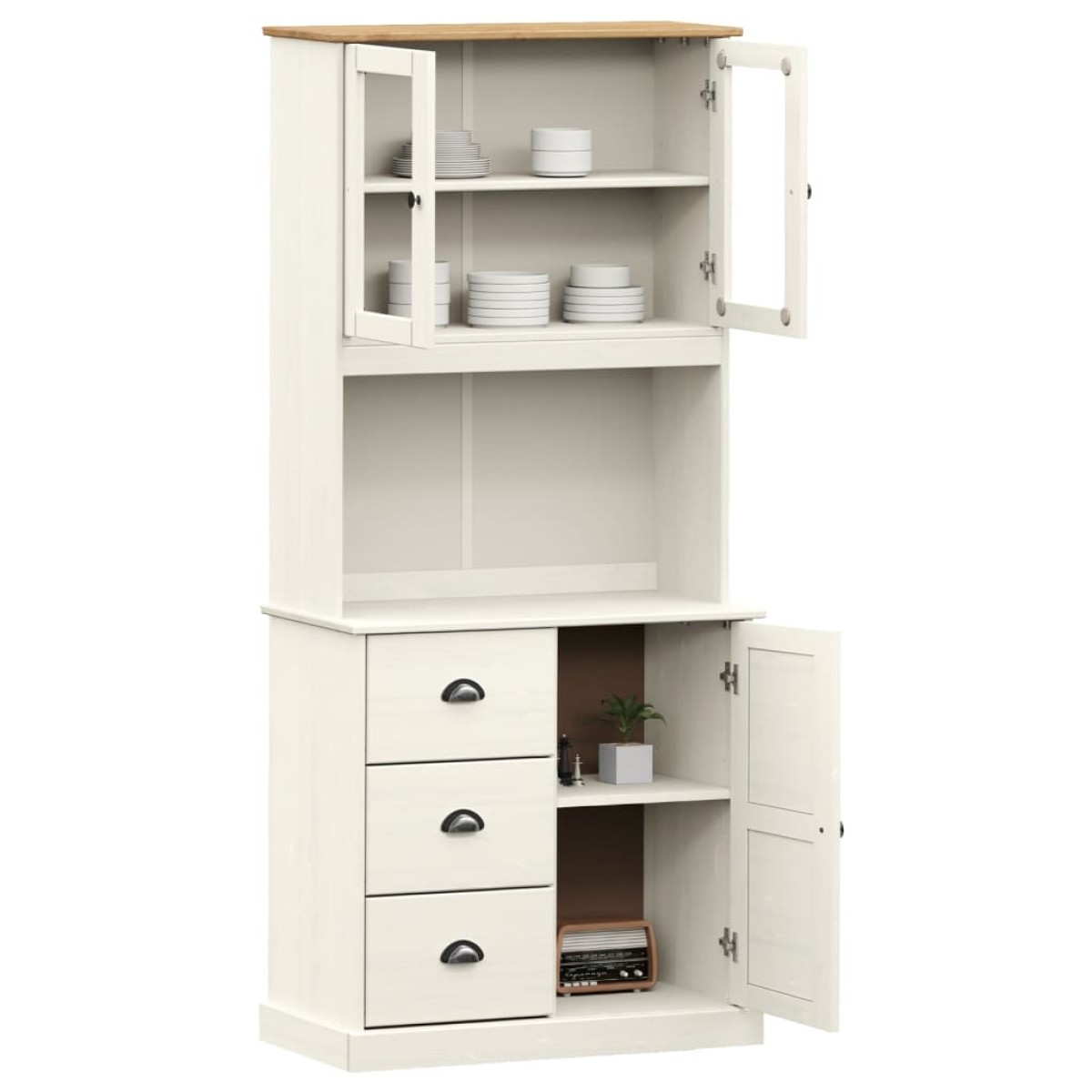 vidaXL Βιτρίνα VIGO Λευκή 78 x 40 x 175 εκ. από Μασίφ Ξύλο Πεύκου