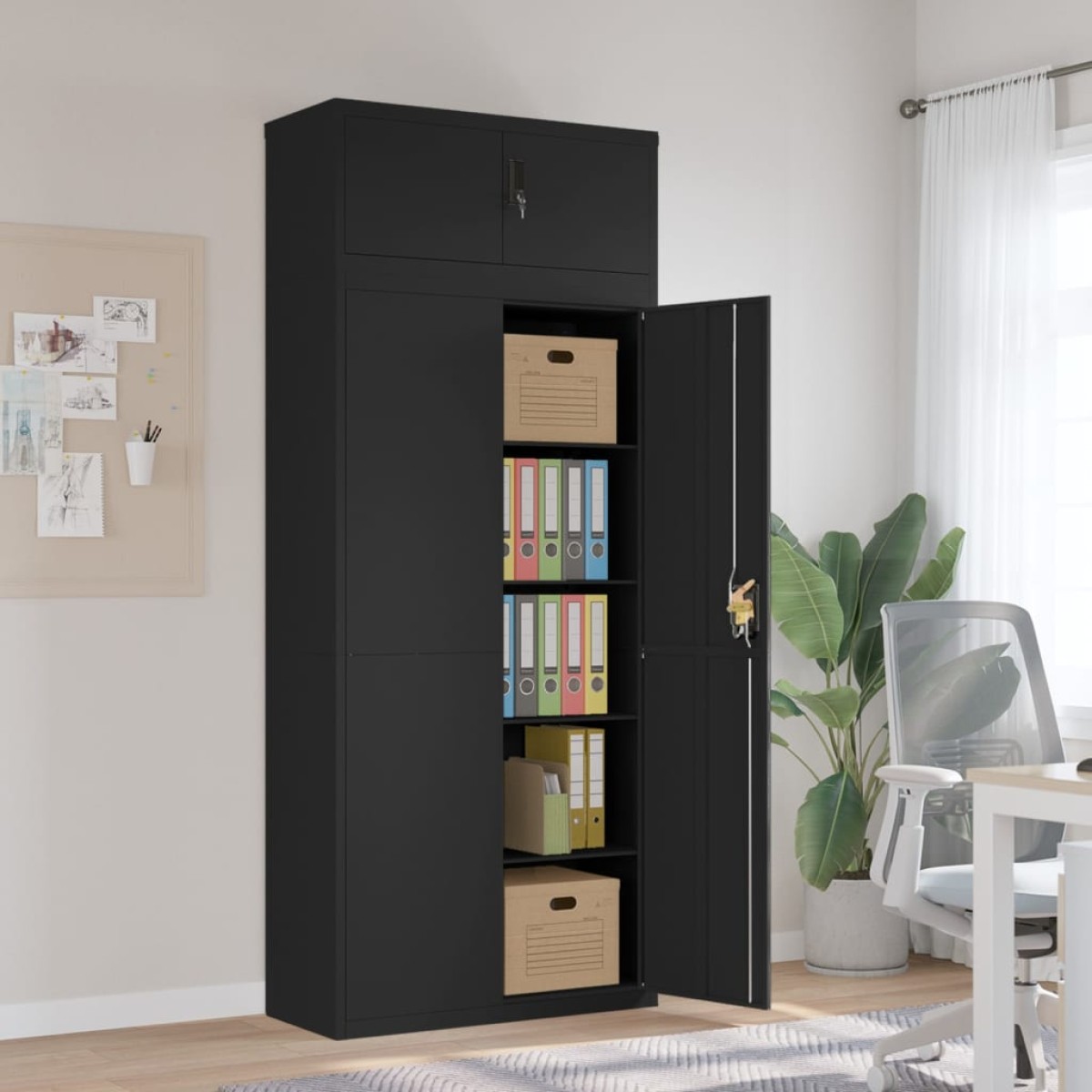 vidaXL Αρχειοθήκη Μαύρη 90 x 40 x 220 εκ. Ατσάλινη