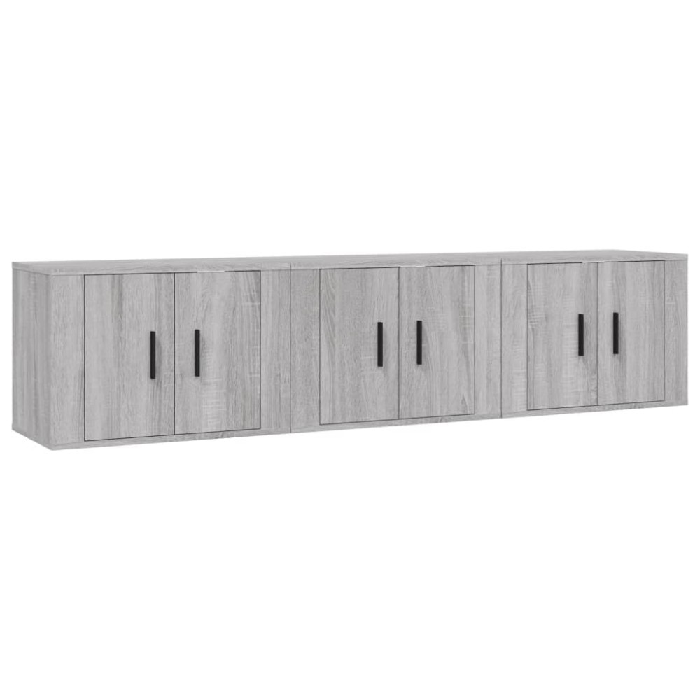 vidaXL Έπιπλα Τηλεόρασης Επιτοίχια 3 τεμ. Γκρι Sonoma 57x34,5x40 εκ.