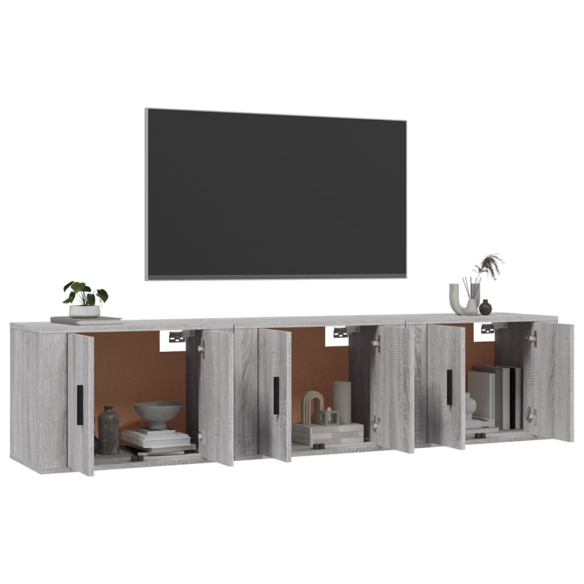 vidaXL Έπιπλα Τηλεόρασης Επιτοίχια 3 τεμ. Γκρι Sonoma 57x34,5x40 εκ.