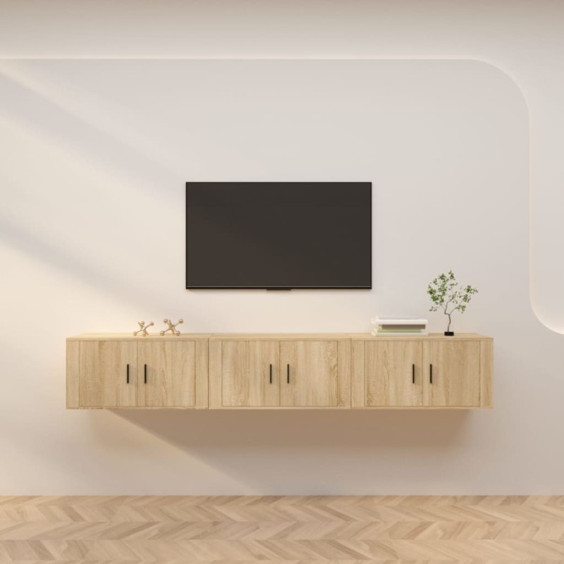 vidaXL Έπιπλα Τηλεόρασης Επιτοίχια 3 τεμ. Sonoma Δρυς 80x34,5x40 εκ