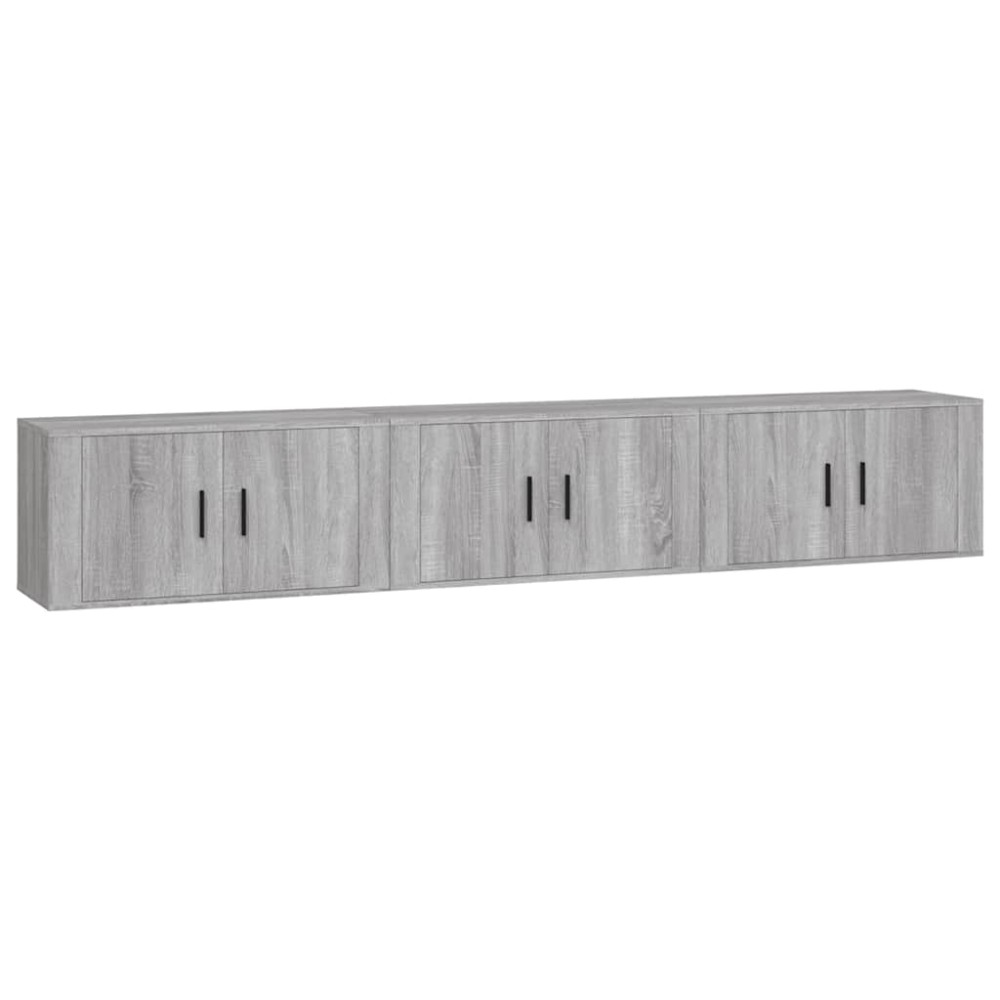 vidaXL Έπιπλα Τηλεόρασης Επιτοίχια 3 τεμ. Γκρι Sonoma 80x34,5x40 εκ.