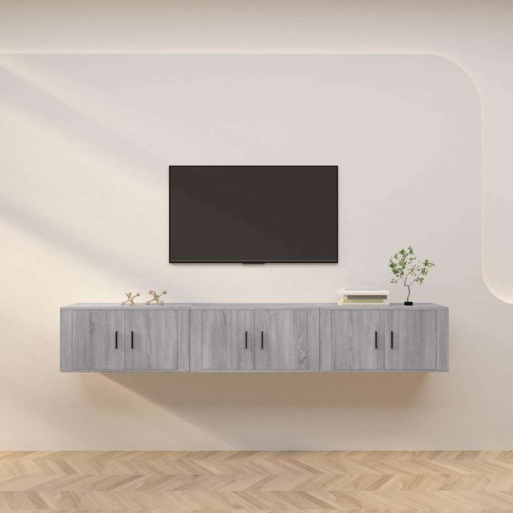 vidaXL Έπιπλα Τηλεόρασης Επιτοίχια 3 τεμ. Γκρι Sonoma 80x34,5x40 εκ.