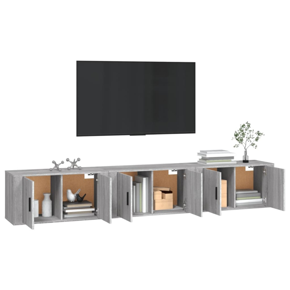 vidaXL Έπιπλα Τηλεόρασης Επιτοίχια 3 τεμ. Γκρι Sonoma 80x34,5x40 εκ.
