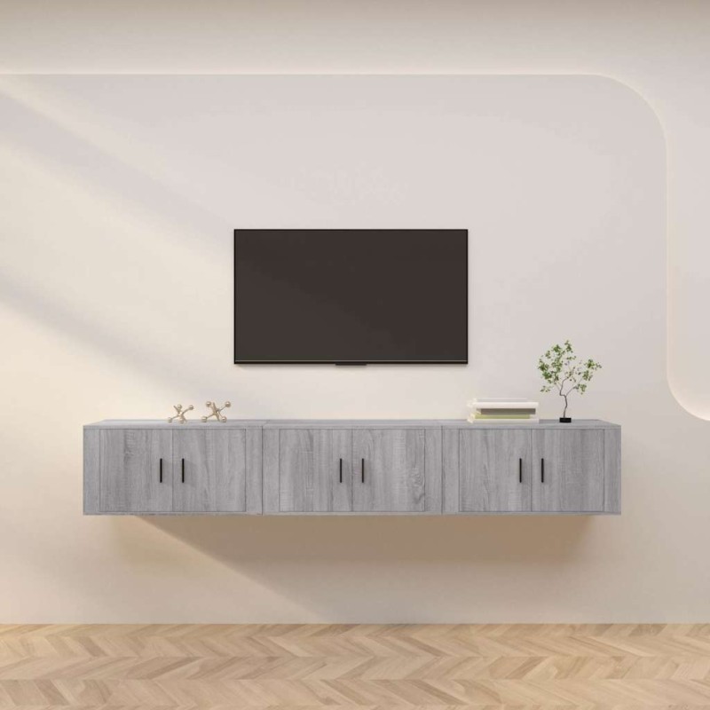 vidaXL Έπιπλα Τηλεόρασης Επιτοίχια 3 τεμ. Γκρι Sonoma 80x34,5x40 εκ.
