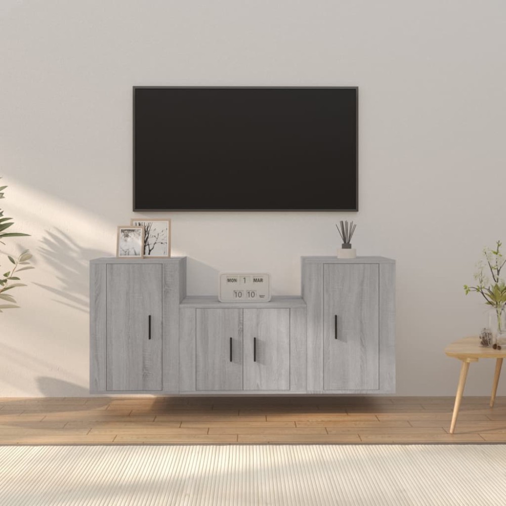 vidaXL Σετ Επίπλων Τηλεόρασης 3 Τεμ. Γκρι Sonoma Επεξεργασμένο Ξύλο