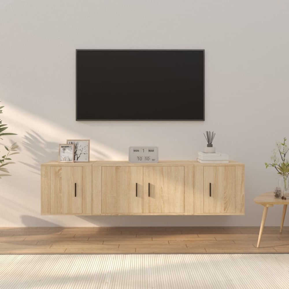 vidaXL Σετ Επίπλων Τηλεόρασης 3 Τεμαχίων Sonoma Δρυς Επεξ. Ξύλο