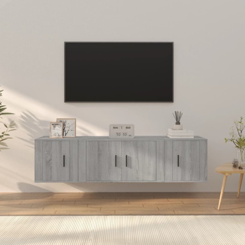 vidaXL Σετ Επίπλων Τηλεόρασης 3 Τεμ. Γκρι Sonoma Επεξεργασμένο Ξύλο