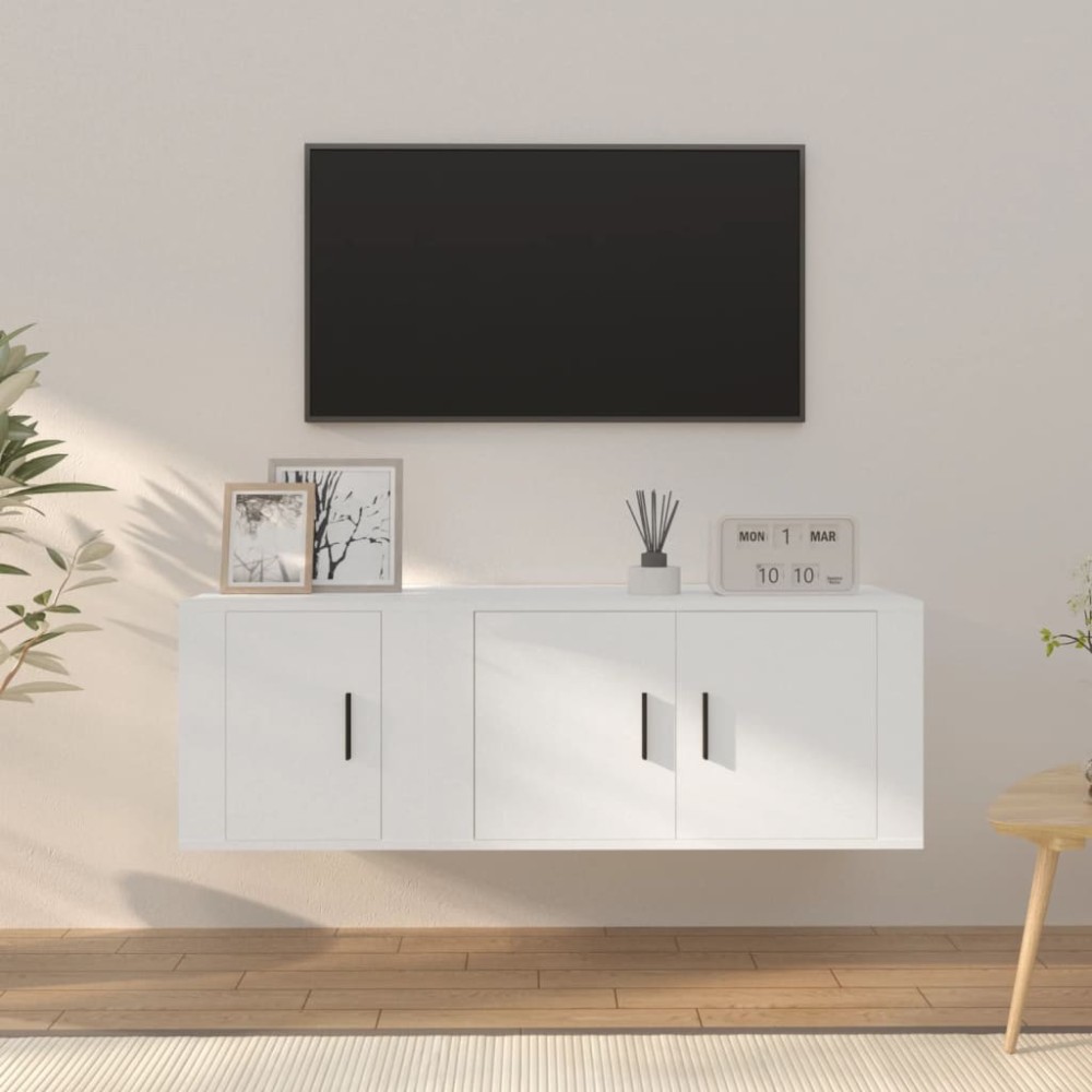 vidaXL Σετ Επίπλων Τηλεόρασης 2 Τεμαχίων Λευκό από Επεξεργασμένο Ξύλο