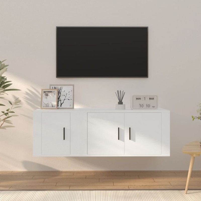 vidaXL Σετ Επίπλων Τηλεόρασης 2 Τεμαχίων Λευκό από Επεξεργασμένο Ξύλο