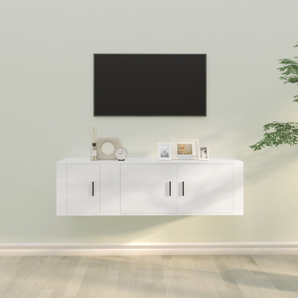 vidaXL Σετ Επίπλων Τηλεόρασης 2 Τεμαχίων Λευκό από Επεξεργασμένο Ξύλο