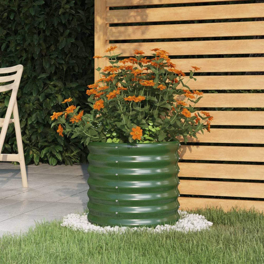 vidaXL Ζαρντινιέρα Πράσινη 40x40x36 εκ. Γαλβανισμένος χάλυβας