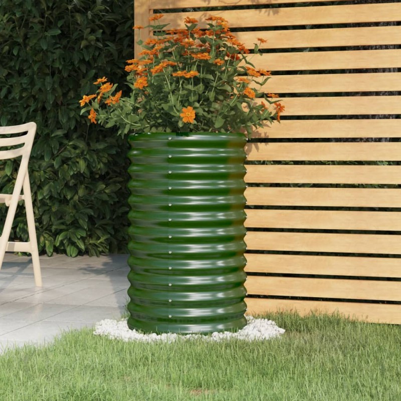 vidaXL Ζαρντινιέρα Πράσινη 40x40x68 εκ. Γαλβανισμένος χάλυβας