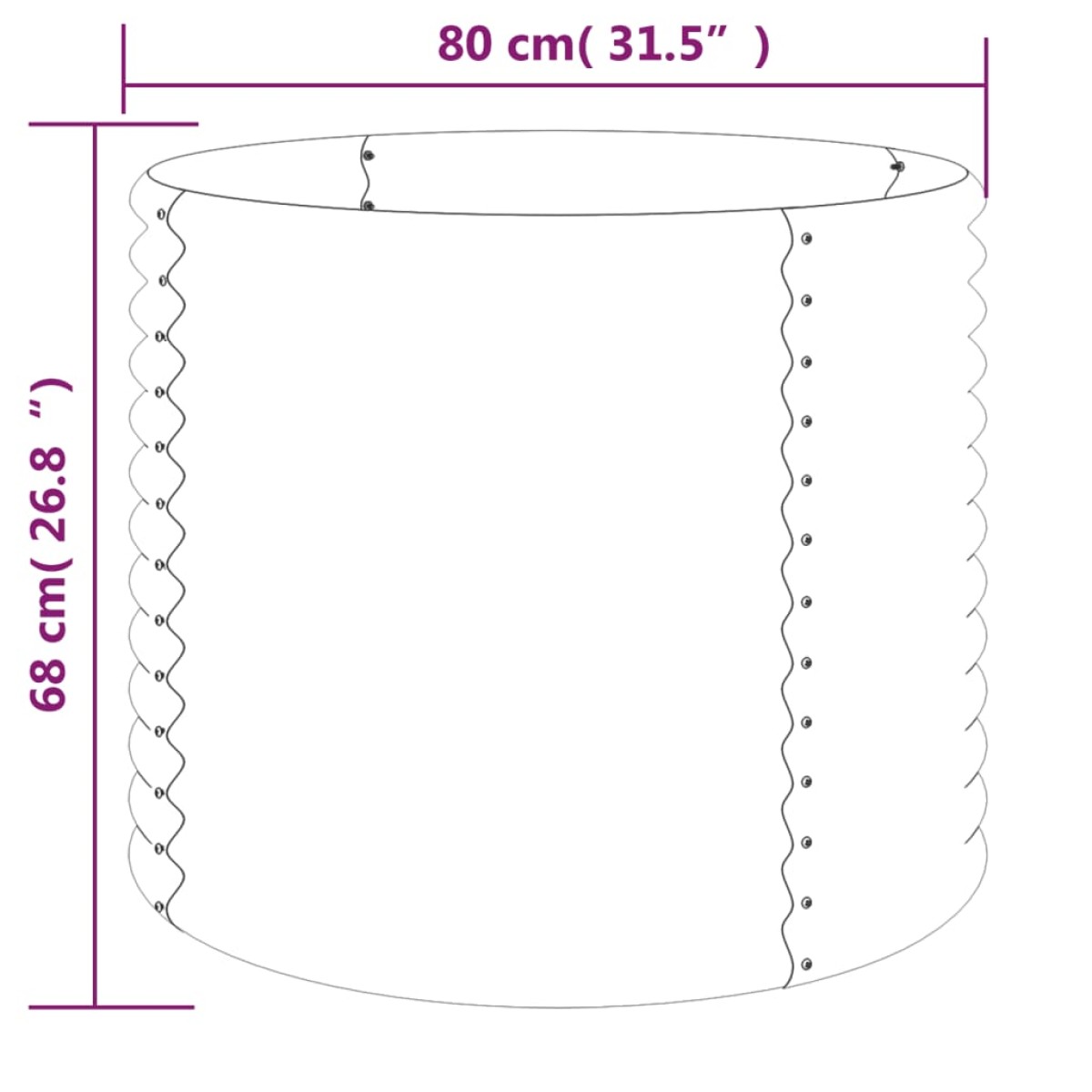 vidaXL Ζαρντινιέρα Καφέ 80x80x68 εκ. Ατσάλι με Ηλεκτρ. Βαφή Πούδρας