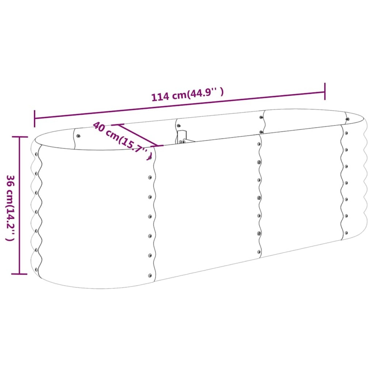 vidaXL Ζαρντινιέρα Γκρι 114x40x36 εκ. Ατσάλι με Ηλεκτρ. Βαφή Πούδρας