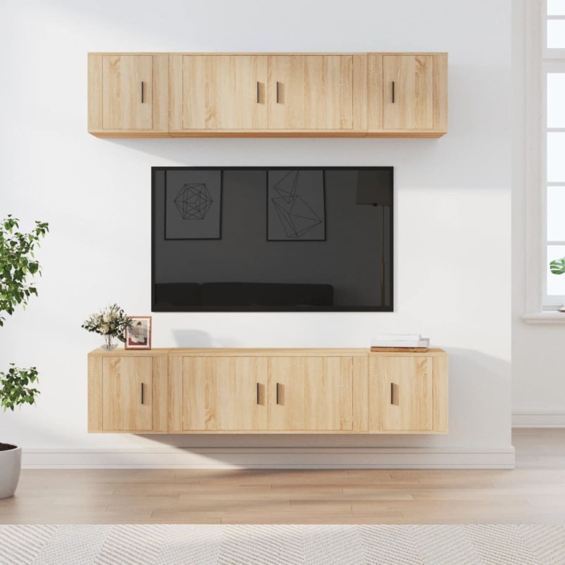 vidaXL Σετ Επίπλων Τηλεόρασης 6 Τεμαχίων Sonoma Δρυς Επεξ. Ξύλο