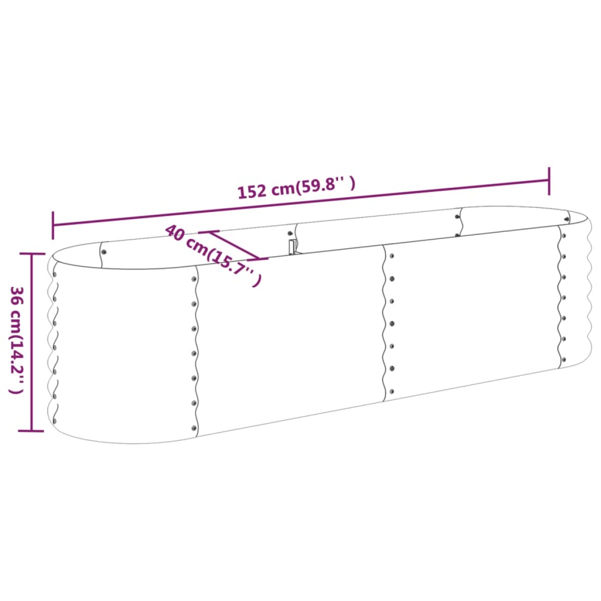 vidaXL Ζαρντινιέρα Πράσινη 152x40x36 εκ Ατσάλι με Ηλεκτρ. Βαφή Πούδρας